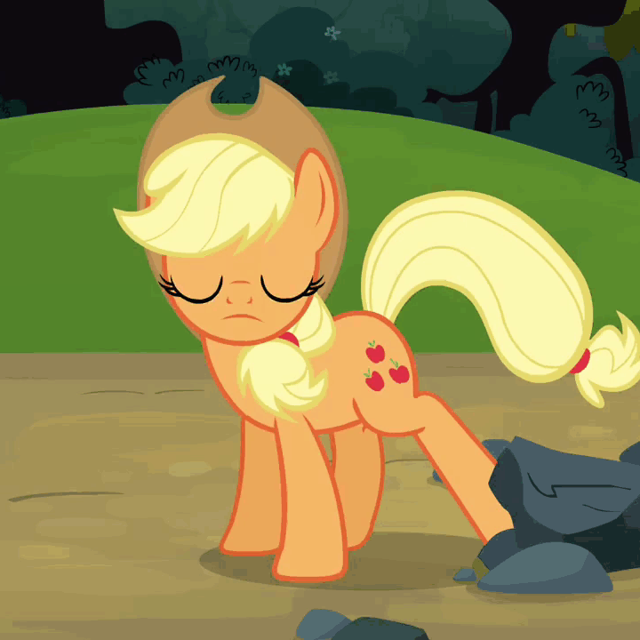 Size: 720x720 | Tagged: safe, screencap, character:applejack, species:earth pony, species:pony, episode:spike at your service, g4, my little pony: friendship is magic, animated, female, invisible stallion, mare, out of context, solo