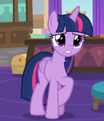 Size: 712x828 | Tagged: safe, screencap, character:twilight sparkle, character:twilight sparkle (alicorn), species:alicorn, species:pony, episode:the end in friend, g4, my little pony: friendship is magic, cropped, female, nervous, raised hoof, solo