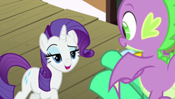 Size: 1280x720 | Tagged: safe, screencap, character:rarity, character:spike, species:dragon, episode:rarity's biggest fan, winged spike