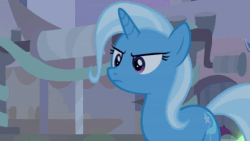 Size: 1280x720 | Tagged: safe, screencap, character:trixie, species:pony, species:unicorn, episode:on the road to friendship, animated, dubbing, french, night, sad, solo, somnambula (location), sound, webm