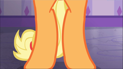 Size: 1669x940 | Tagged: safe, screencap, character:applejack, species:earth pony, species:pony, episode:applejack's day off, bipedal, close-up, female, hooves, legs, mare, pictures of legs, solo