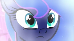 Size: 1024x576 | Tagged: safe, screencap, character:princess luna, species:alicorn, species:pony, episode:do princesses dream of magic sheep?, close-up, cute, eye, eyes, female, frown, lunabetes, mare, solo