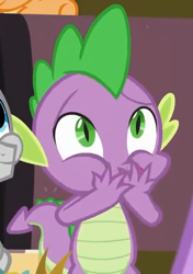 Size: 388x552 | Tagged: safe, screencap, character:spike, character:train tracks, species:dragon, episode:a flurry of emotions, g4, my little pony: friendship is magic, claws, cropped, male, solo focus, tail