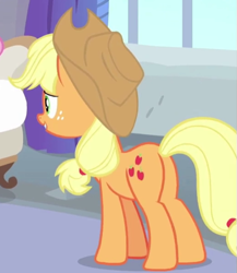 Size: 519x598 | Tagged: safe, screencap, character:applejack, species:earth pony, species:pony, applebutt, cropped, female, freckles, mare, plot, solo, teacher of the month (episode)