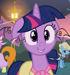 Size: 886x937 | Tagged: safe, screencap, character:twilight sparkle, character:twilight sparkle (unicorn), species:pony, species:unicorn, episode:sweet and elite, g4, my little pony: friendship is magic, clothing, cropped, cute, dawwww, dress, female, floppy ears, mare, smiling, solo focus, twiabetes