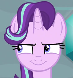 Size: 401x429 | Tagged: safe, screencap, character:starlight glimmer, species:pony, species:unicorn, cropped, episode needed, plotting, plotting your demise, sinister, smiling, solo, starlight glimmer is best facemaker, up to no good