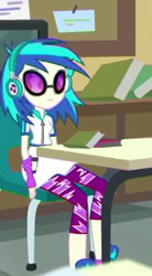 Size: 166x301 | Tagged: safe, screencap, character:dj pon-3, character:vinyl scratch, episode:schedule swap, g4, my little pony:equestria girls, background human, canterlot high, classroom, cropped, female