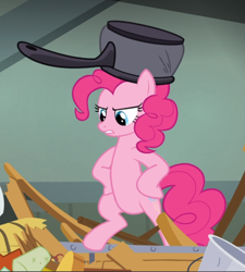 Size: 844x939 | Tagged: safe, screencap, character:pinkie pie, species:earth pony, species:pony, episode:daring don't, g4, my little pony: friendship is magic, bipedal, cropped, female, hooves on hips, mare, pot, solo