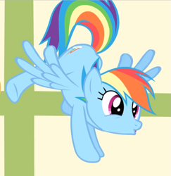 Size: 827x852 | Tagged: safe, screencap, character:rainbow dash, species:pegasus, species:pony, episode:flight to the finish, g4, my little pony: friendship is magic, cropped, cute, dashabetes, excited, female, flying, mare, open mouth
