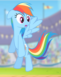 Size: 678x855 | Tagged: safe, screencap, character:rainbow dash, species:pegasus, species:pony, episode:flight to the finish, g4, my little pony: friendship is magic, cropped, female, floppy ears, flying, mare, open mouth, shocked