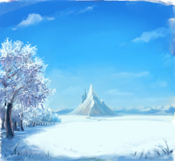 Size: 2215x2048 | Tagged: safe, artist:hunternif, g4, background, canterlot, complex background, no pony, scenery, snow, tree, winter