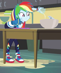 Size: 613x735 | Tagged: safe, screencap, character:rainbow dash, episode:schedule swap, g4, my little pony:equestria girls, baking, batter, cake batter, canterlot high, cropped, cute, dashabetes, food, solo
