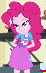 Size: 677x1071 | Tagged: safe, screencap, character:pinkie pie, character:rainbow dash, equestria girls:dance magic, g4, my little pony:equestria girls, cropped, cute, diapinkes, hands behind back, lidded eyes, offscreen character, sexy, smiling, solo