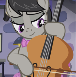 Size: 923x939 | Tagged: safe, screencap, character:octavia melody, species:pony, episode:slice of life, g4, my little pony: friendship is magic, cello, cropped, lidded eyes, musical instrument, playing instrument, smiling, solo