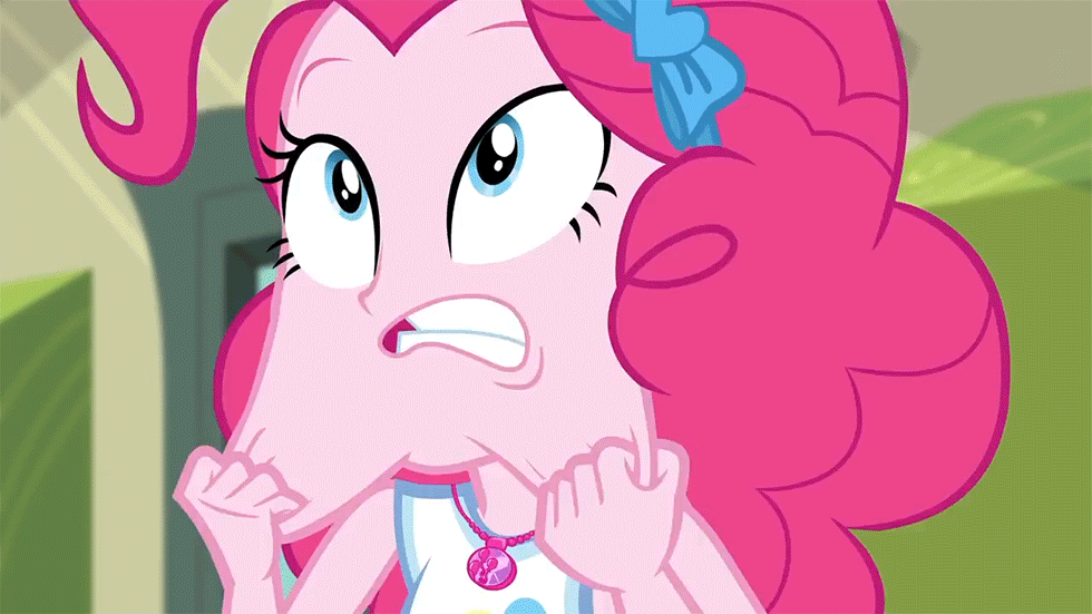 Size: 980x551 | Tagged: safe, screencap, character:pinkie pie, episode:stressed in show, g4, my little pony:equestria girls, animated, canterlot high, gif, open mouth, solo, stressed in show: pinkie pie