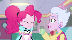 Size: 1920x1080 | Tagged: safe, screencap, character:pinkie pie, episode:five stars, g4, my little pony:equestria girls, coffee, female, server pinkie pie, sour persimmon