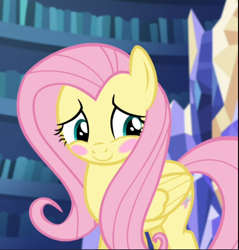 Size: 726x761 | Tagged: safe, screencap, character:fluttershy, species:pegasus, species:pony, episode:scare master, g4, my little pony: friendship is magic, blushing, cropped, cute, female, looking away, mare, shyabetes, solo
