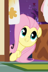 Size: 422x623 | Tagged: safe, screencap, character:fluttershy, species:pegasus, species:pony, episode:scare master, g4, my little pony: friendship is magic, cropped, cute, female, mare, shyabetes, smiling, solo