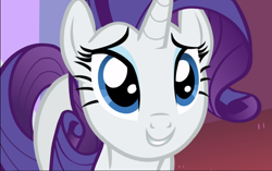 Size: 1497x939 | Tagged: safe, screencap, character:rarity, species:pony, species:unicorn, episode:rarity investigates, g4, my little pony: friendship is magic, cropped, cute, female, looking at you, mare, puppy dog eyes, raribetes, smiling, solo, wide eyes