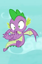 Size: 349x540 | Tagged: safe, screencap, character:spike, species:dragon, episode:molt down, g4, my little pony: friendship is magic, season 8, claws, cropped, male, solo, tail, winged spike
