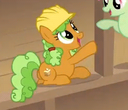 Size: 265x228 | Tagged: safe, screencap, character:apple brown betty, character:florina tart, episode:apple family reunion, g4, my little pony: friendship is magic, animated, apple family member, waving
