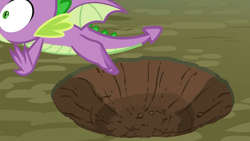 Size: 1280x720 | Tagged: safe, screencap, character:spike, species:dragon, episode:molt down, g4, my little pony: friendship is magic, season 8, claws, flying, male, tail, winged spike, wings