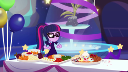 Size: 1920x1080 | Tagged: safe, screencap, character:twilight sparkle, character:twilight sparkle (scitwi), species:eqg human, episode:twilight under the stars, g4, my little pony:equestria girls, food, solo