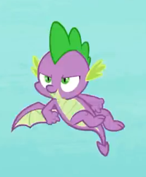 Size: 267x323 | Tagged: safe, screencap, character:spike, species:dragon, episode:molt down, g4, my little pony: friendship is magic, claws, cropped, male, smiling, tail, winged spike, wings