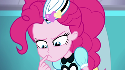 Size: 1280x720 | Tagged: safe, screencap, character:pinkie pie, episode:five stars, g4, my little pony:equestria girls, female, meme fuel, server pinkie pie, solo, thinking, waitress