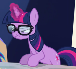 Size: 606x548 | Tagged: safe, screencap, character:twilight sparkle, character:twilight sparkle (scitwi), species:pony, species:unicorn, equestria girls:spring breakdown, g4, my little pony:equestria girls, :t, adorkable, concentrating, cropped, cute, dork, equestria girls ponified, faec, glasses, ponified, scrunchy face, solo, solo focus, unicorn sci-twi