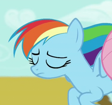 Size: 380x356 | Tagged: safe, screencap, character:rainbow dash, species:pegasus, species:pony, episode:flutter brutter, g4, my little pony: friendship is magic, animated, cropped, flying, reaction image, solo focus, surprised