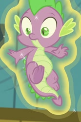 Size: 460x692 | Tagged: safe, screencap, character:spike, species:dragon, episode:a flurry of emotions, g4, my little pony: friendship is magic, claws, cropped, levitation, magic, male, season 7, tail, telekinesis