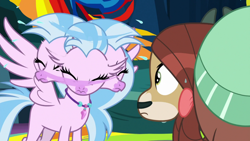 Size: 1920x1080 | Tagged: safe, screencap, character:silverstream, character:yona, episode:uprooted, g4, my little pony: friendship is magic, great moments in animation, shaking, smear frame, wet