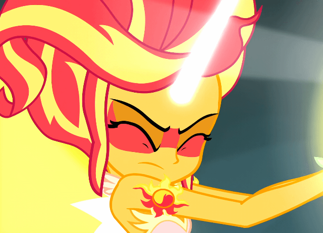 Size: 640x463 | Tagged: safe, screencap, character:daydream shimmer, character:sunset shimmer, equestria girls:friendship games, g4, my little pony:equestria girls, animated, daydream shimmer, female, gif, sleeveless, solo