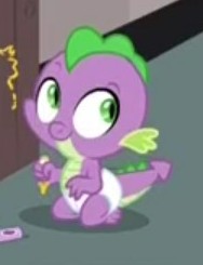 Size: 188x245 | Tagged: safe, screencap, character:spike, species:dragon, episode:sparkle's seven, g4, my little pony: friendship is magic, baby, baby dragon, baby spike, claws, cropped, cute, diaper, infant, male, smiling, solo, spikabetes, tail