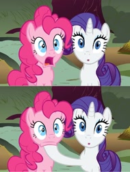 Size: 1093x1436 | Tagged: safe, screencap, character:pinkie pie, character:rarity, species:pony, episode:putting your hoof down, g4, my little pony: friendship is magic, closing, jaw drop