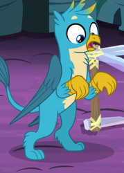Size: 426x596 | Tagged: safe, screencap, character:gallus, species:griffon, episode:uprooted, g4, my little pony: friendship is magic, bipedal, claws, cropped, cute, gallabetes, male, paws, solo, the place where we belong