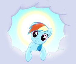 Size: 425x360 | Tagged: safe, screencap, character:rainbow dash, species:pony, episode:the ticket master, g4, my little pony: friendship is magic, cloud, cute, dashabetes, solo, sun