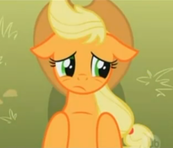 Size: 309x265 | Tagged: safe, screencap, character:applejack, species:earth pony, species:pony, episode:applebuck season, g4, my little pony: friendship is magic, applejack's hat, clothing, cowboy hat, cute, female, floppy ears, hat, jackabetes, mare, on back, solo, tired