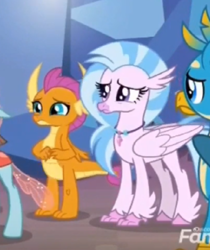 Size: 680x808 | Tagged: safe, screencap, character:gallus, character:ocellus, character:silverstream, character:smolder, character:tree of harmony, species:changedling, species:changeling, species:dragon, species:griffon, species:hippogriff, species:reformed changeling, episode:uprooted, g4, my little pony: friendship is magic, dragoness, female, needs more jpeg, sad, tree of harmony