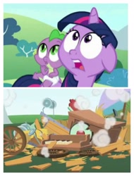 Size: 3106x4096 | Tagged: safe, edit, edited screencap, screencap, character:spike, character:twilight sparkle, episode:feeling pinkie keen, episode:sparkle's seven, g4, my little pony: friendship is magic, abuse, comic, ouch, screencap comic, spikeabuse, twilybuse
