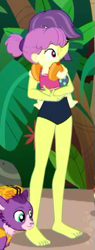 Size: 211x557 | Tagged: safe, screencap, character:victoria, equestria girls:spring breakdown, g4, my little pony:equestria girls, barefoot, child, clothing, cropped, feet, female, mother and daughter, swimsuit, toddler, victoria, water lily (equestria girls)