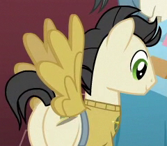 Size: 240x209 | Tagged: safe, screencap, species:earth pony, species:pony, episode:stranger than fanfiction, background pony, cropped, fake wings, male, solo, stallion, unnamed pony