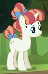 Size: 227x345 | Tagged: safe, screencap, character:rainbow stars, species:pony, species:unicorn, episode:brotherhooves social, g4, my little pony: friendship is magic, bow, cropped, female, hair bow, solo, tail bow