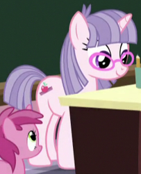Size: 257x317 | Tagged: safe, screencap, character:miss hackney (g4), character:ruby pinch, species:pony, species:unicorn, episode:amending fences, g4, my little pony: friendship is magic, cropped, duo, female, glasses, mare