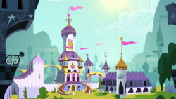 Size: 1280x720 | Tagged: safe, screencap, species:pony, episode:horse play, g4, my little pony: friendship is magic, architecture, canterlot, canterlot castle, castle, no pony, scenery, tower