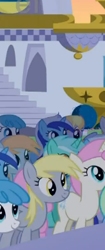 Size: 169x403 | Tagged: safe, screencap, character:derpy hooves, character:lyra heartstrings, character:minuette, character:twinkleshine, character:white lightning, species:pony, episode:the cutie mark chronicles, g4, my little pony: friendship is magic, background pony, cropped, crowd, multeity, orange box, summer sun celebration
