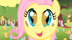 Size: 1280x720 | Tagged: safe, screencap, character:fluttershy, species:pony, episode:the cutie mark chronicles, g4, my little pony: friendship is magic, butterfly, close-up, female, filly, filly fluttershy, so many wonders, solo, younger