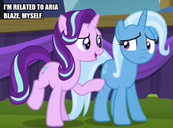 Size: 675x500 | Tagged: safe, screencap, character:starlight glimmer, character:trixie, species:pony, episode:no second prances, g4, my little pony: friendship is magic, caption, image macro, text