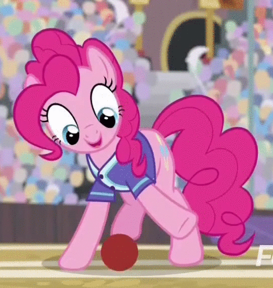 Size: 540x570 | Tagged: safe, screencap, character:pinkie pie, species:earth pony, species:pony, episode:common ground, g4, my little pony: friendship is magic, animated, buckball, buckball uniform, clothing, cute, diapinkes, female, mare, pinkie being pinkie, playful, solo